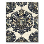 Ornate Crested Lion Emblem Rug