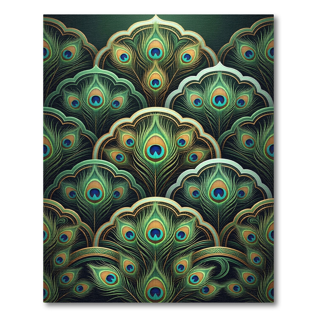 Art Deco Peacock Feather Emerald Teal Rug