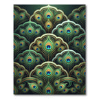 Art Deco Peacock Feather Emerald Teal Rug