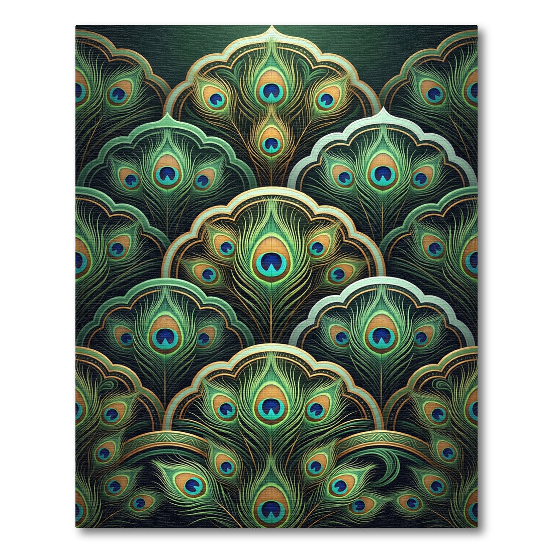 Art Deco Peacock Feather Emerald Teal Rug