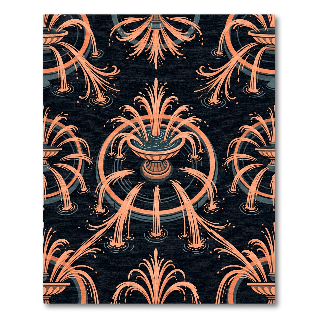 Peach Fountain Water Art Deco Rug