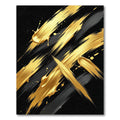 Black and Gold Metallic Abstract Stroke Rug