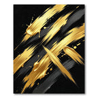 Black and Gold Metallic Abstract Stroke Rug