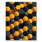Bold Black and Amber Geometric Hexagon Rug