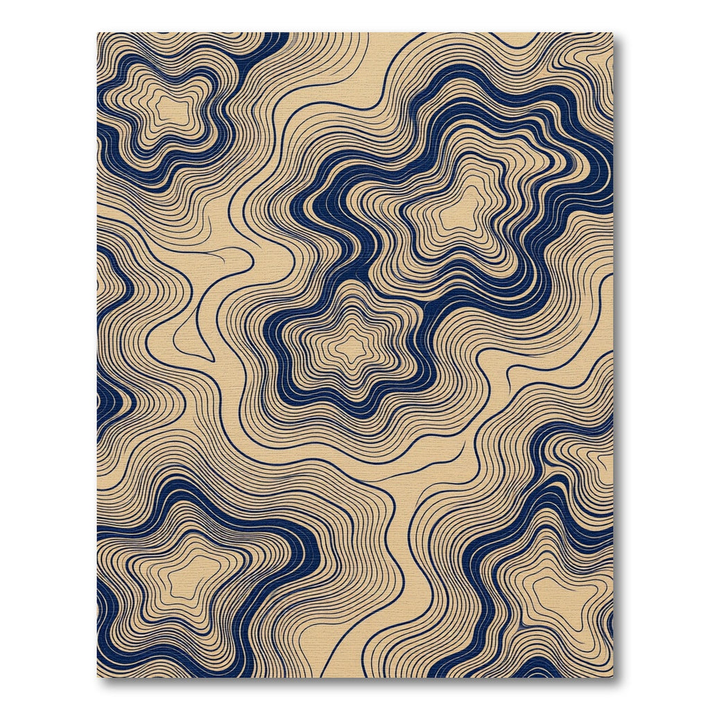 Navy Blue Topographic Swirl Abstract Rug