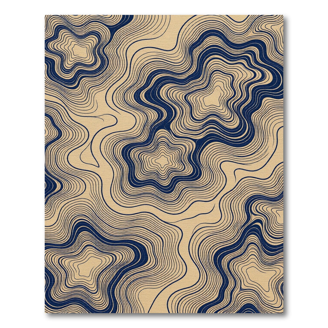 Navy Blue Topographic Swirl Abstract Rug