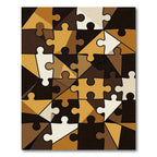 Abstract Geometric Jigsaw Earth Tone Rug