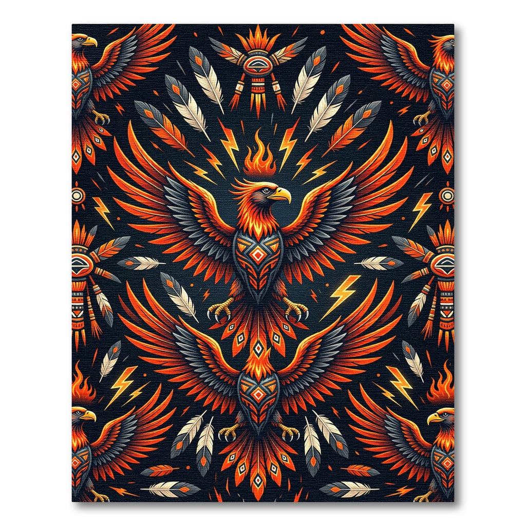 Vibrant Flaming Phoenix Tribal Thunder Rug