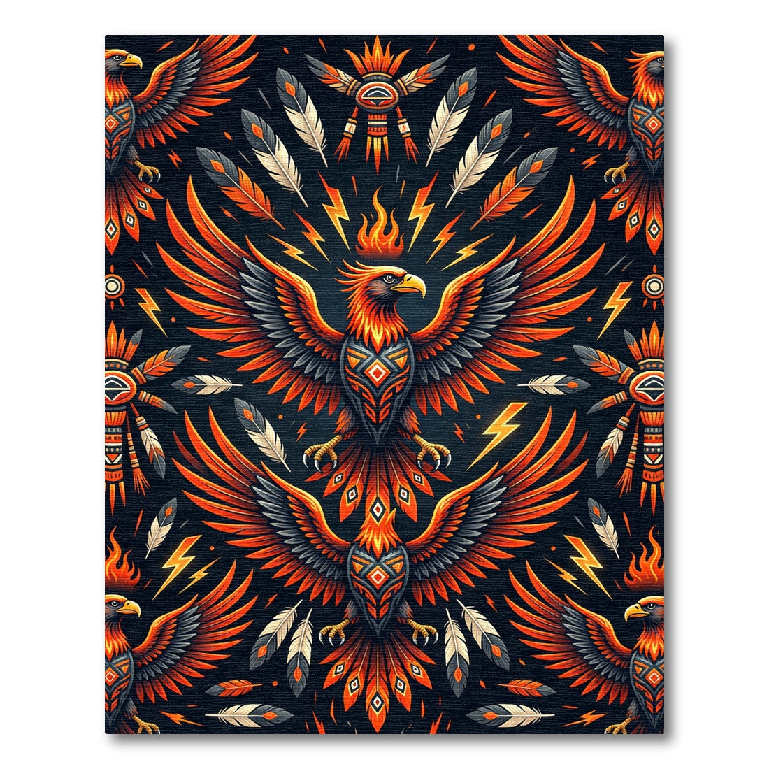Vibrant Flaming Phoenix Tribal Thunder Rug