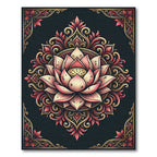 Elegant Pink Lotus Floral Mandala Rug