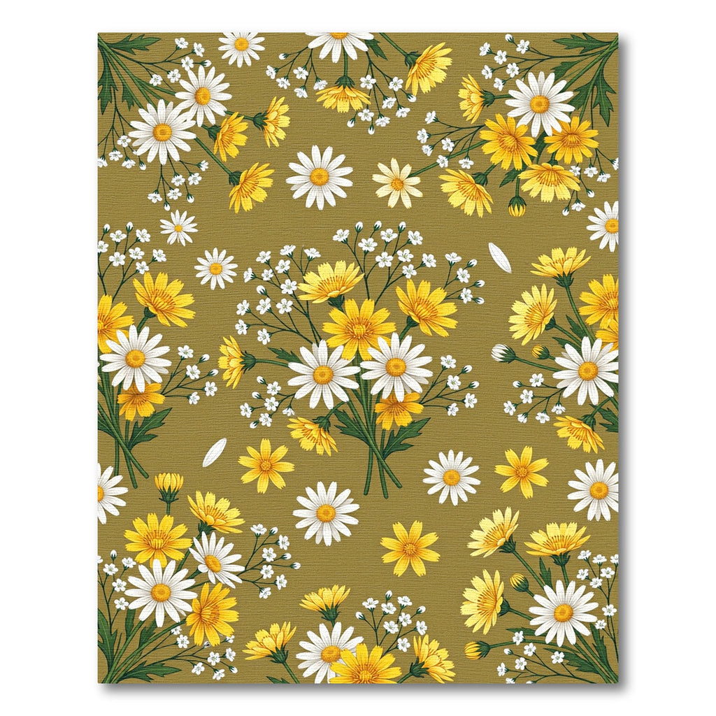 Earthy Olive Golden Daisy Meadow Rug