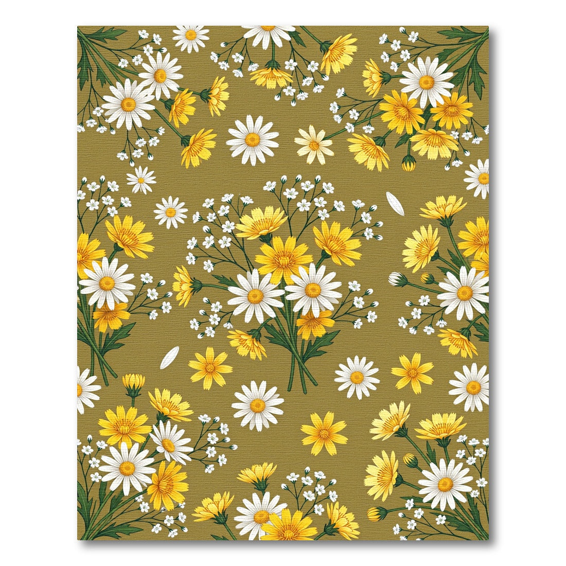 Earthy Olive Golden Daisy Meadow Rug