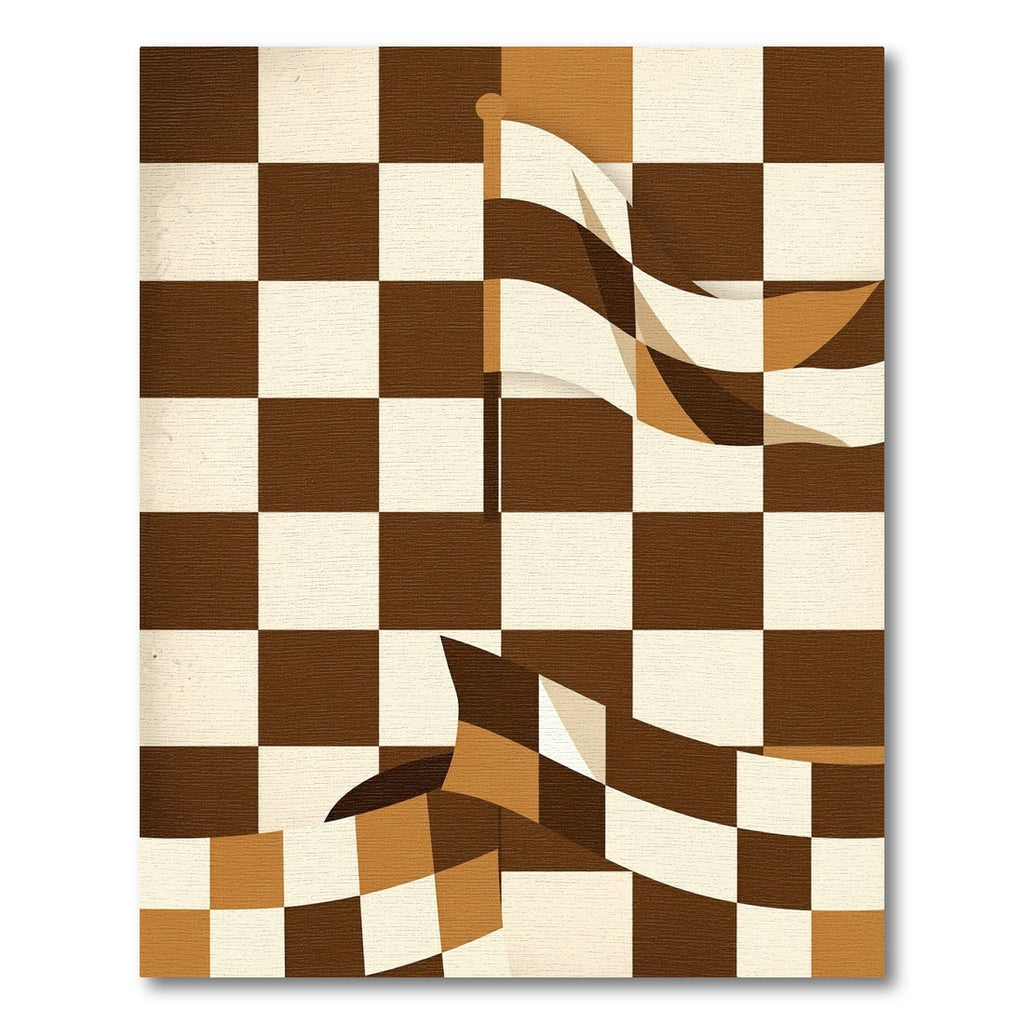 Brown Cream Checkered Flag Waves Rug