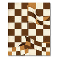Brown Cream Checkered Flag Waves Rug