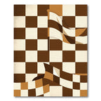 Brown Cream Checkered Flag Waves Rug