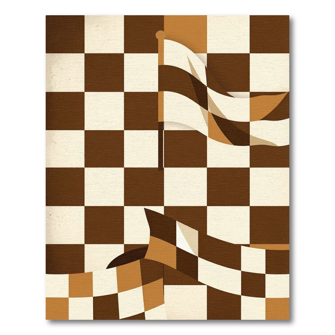 Brown Cream Checkered Flag Waves Rug