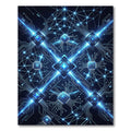 Electric Blue Cybernetic Circuit Connection Rug