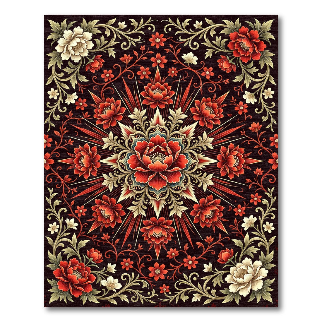 Crimson Red Floral Radiance Rug