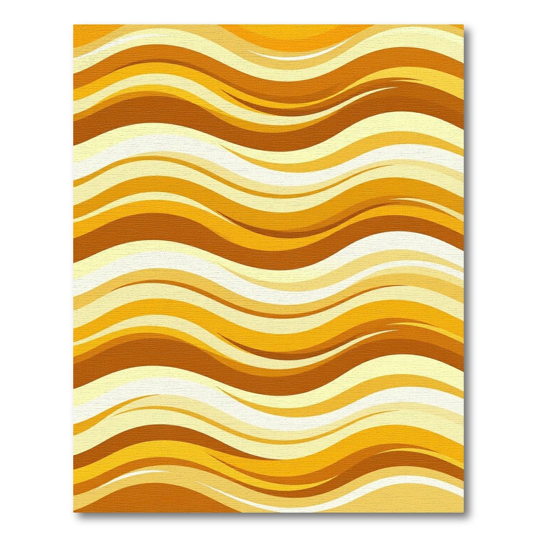 Golden Abstract Wavy Sunset Layered Lines Rug