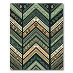 Green Earthy Tribal Chevron Vases Rug