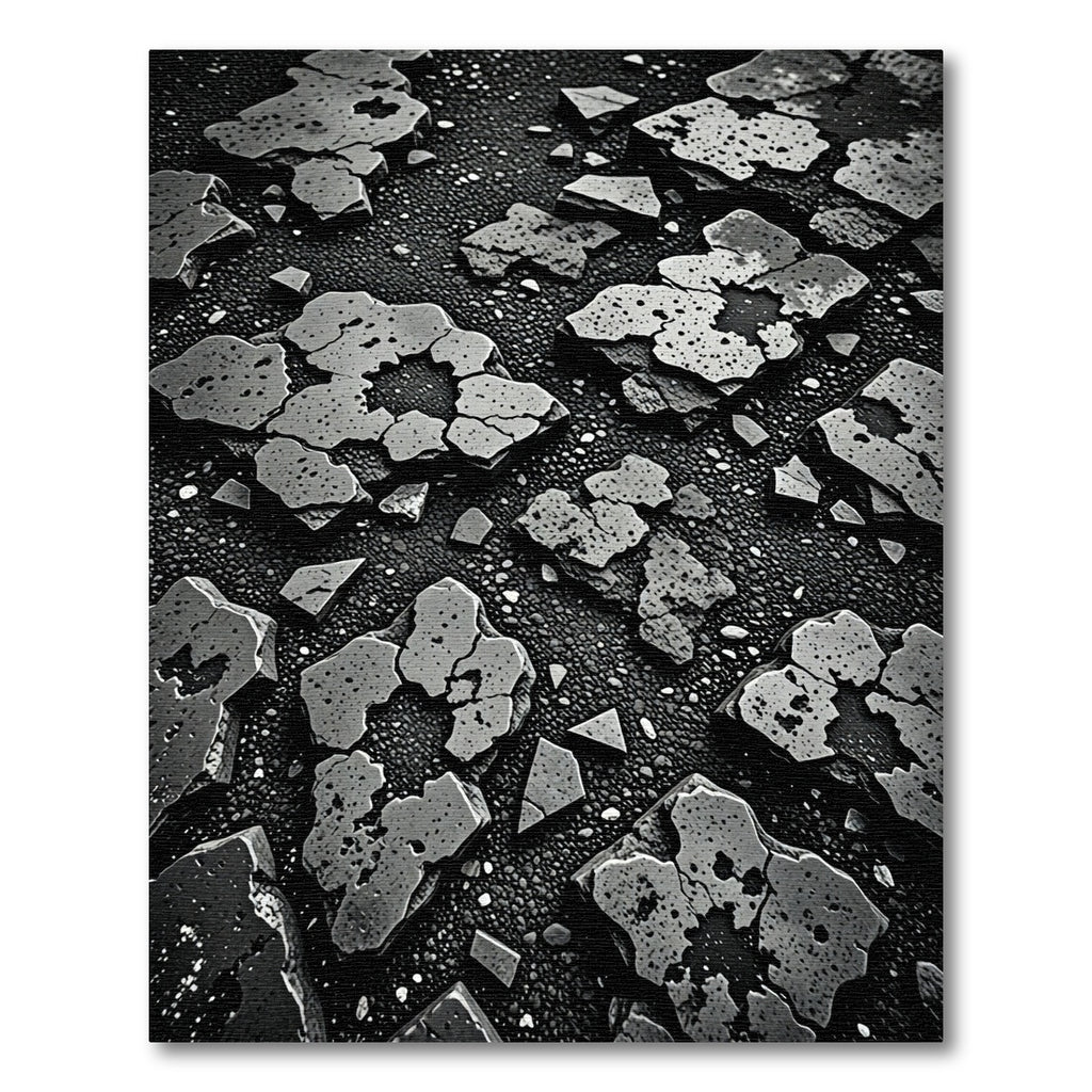 Charcoal Gray Cracked Stone Aggregate Rug