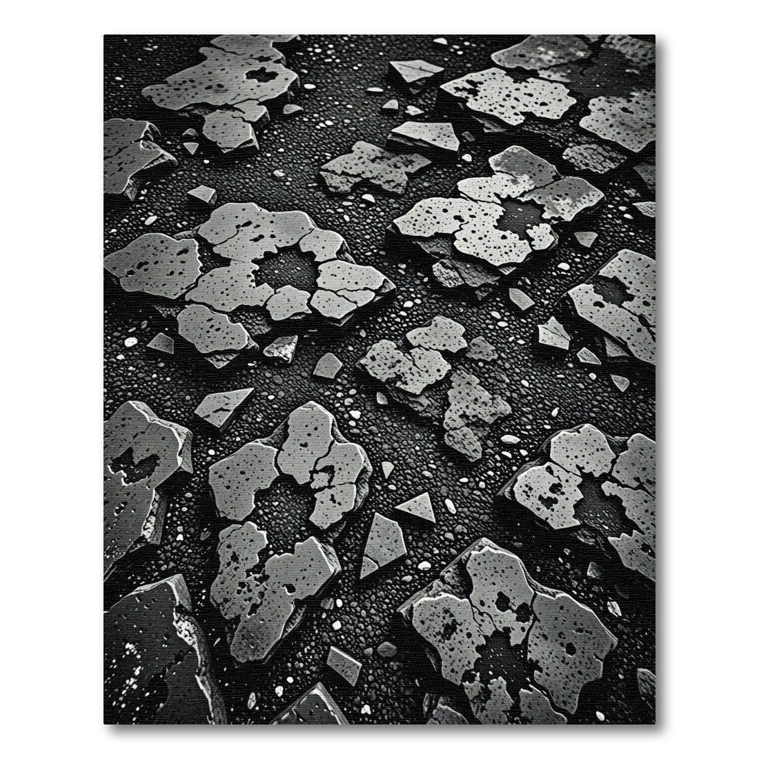 Charcoal Gray Cracked Stone Aggregate Rug