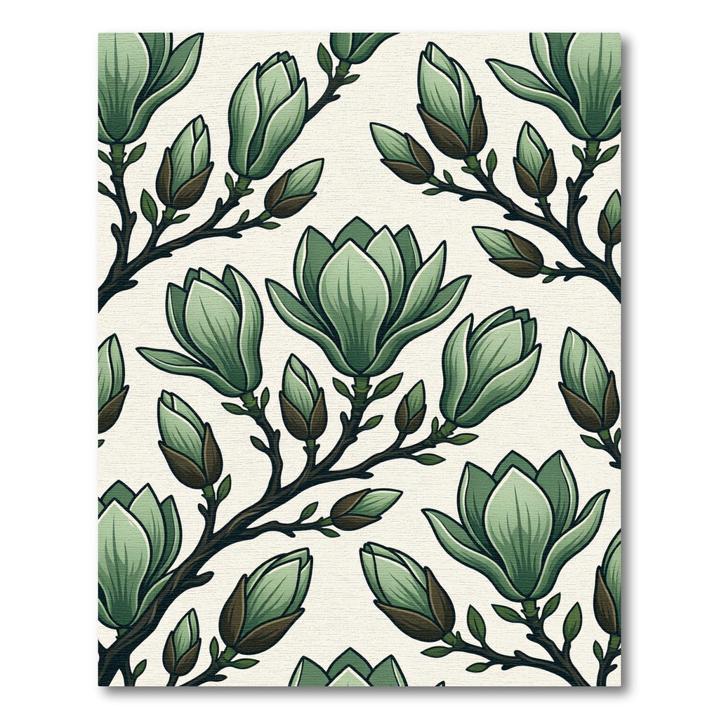 Light Green Magnolia Branch Bloom Rug