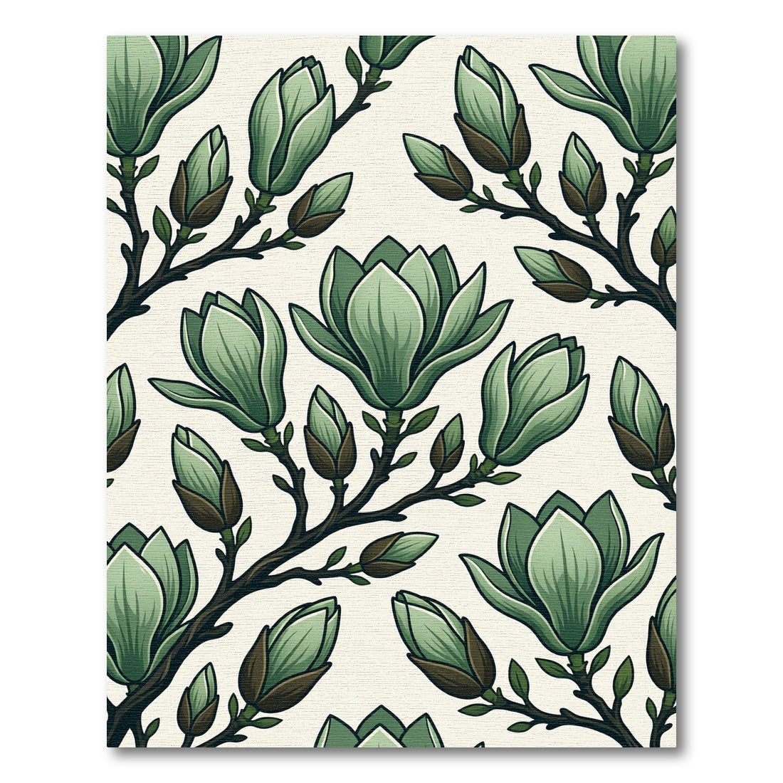 Light Green Magnolia Branch Bloom Rug