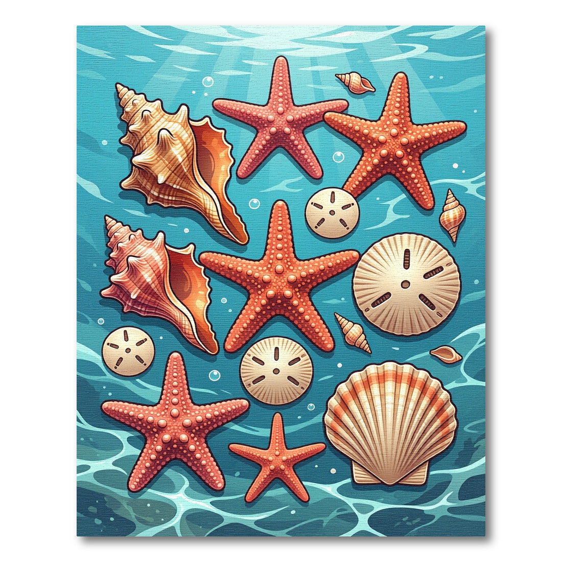 Ocean Starfish Seashell Sand Dollar Collection Rug
