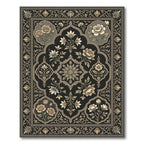 Muted Beige Floral Medallion Frame Rug