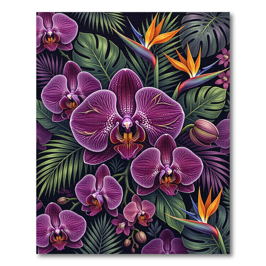 Vibrant Purple Orchid Tropical Floral Rug