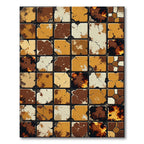 Distressed Earth Tone Geometric Stone Tile Rug