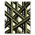 Olive Geometric Steel Industrial Beam Rug