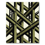 Olive Geometric Steel Industrial Beam Rug