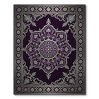 Ornate Purple Silver Mandala Rug