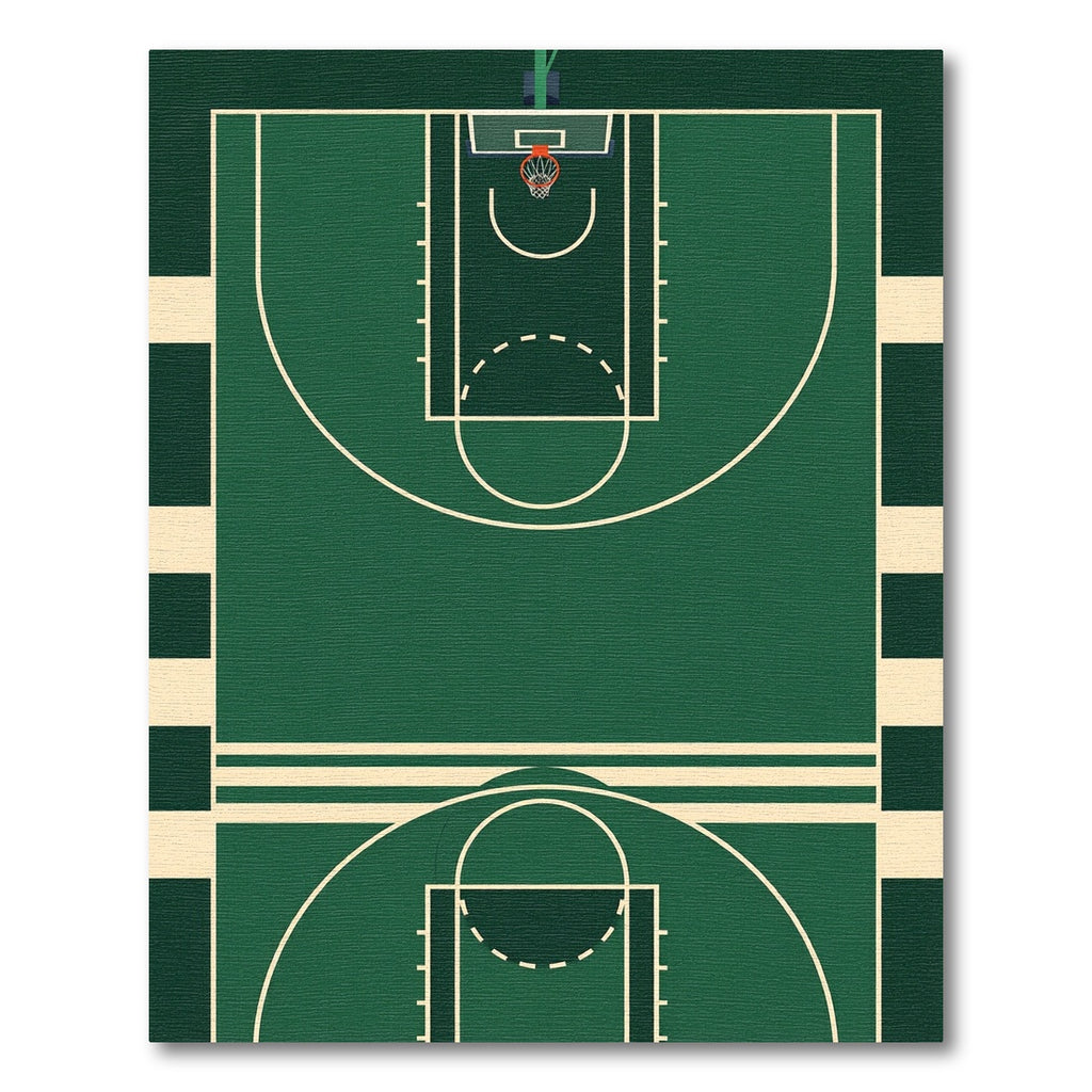 Deep Forest Green Basketball Court Rug