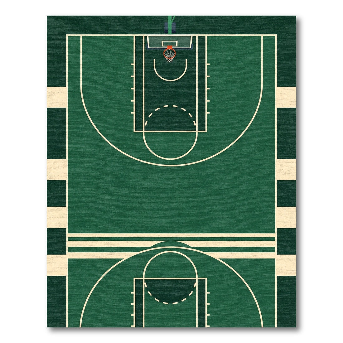 Deep Forest Green Basketball Court Rug