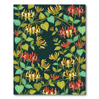 Vibrant Coral Yellow Honeysuckle Vine Rug