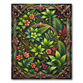 Lush Tropical Foliage Ornate Botanical Frame Rug
