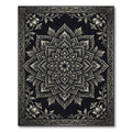 Intricate Black Golden Floral Mandala Rug