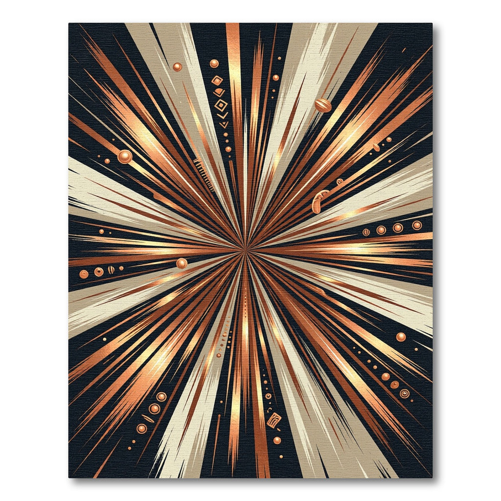 Vibrant Copper Sunburst Geometric Rug