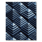 Dark Blue Layered Pyramid Abstract Rug