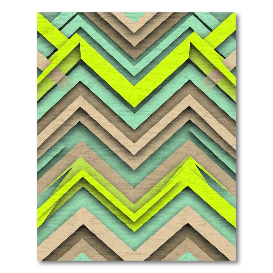 Modern Neon Lime Mint Chevron Geometric Rug