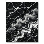 Dramatic Black White Marble Vein Rug