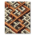 Terracotta Architectural Geometric Isometric Maze Rug