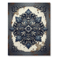 Ornate Blue Silver Victorian Medallion Rug