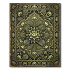 Elegance Sage Lotus Botanical Medallion Rug