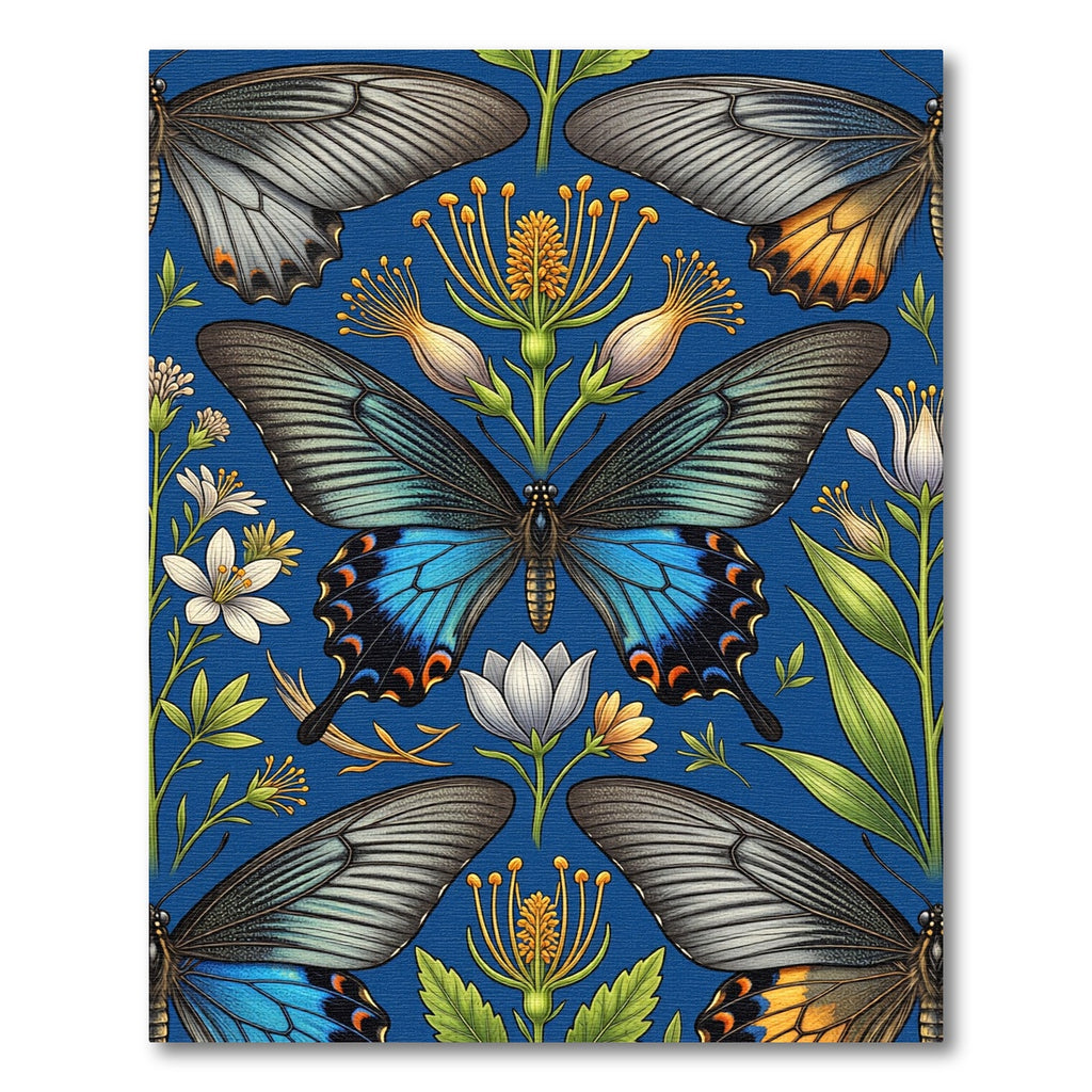 Vibrant Botanical Butterfly Garden Meadow Rug