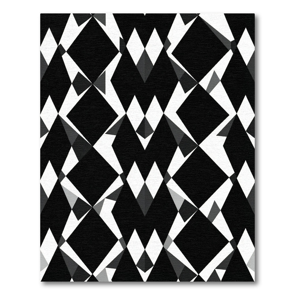 Modern Black White Geometric Diamond Rug