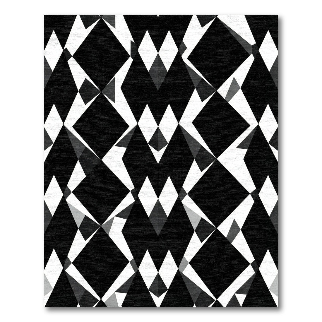 Modern Black White Geometric Diamond Rug